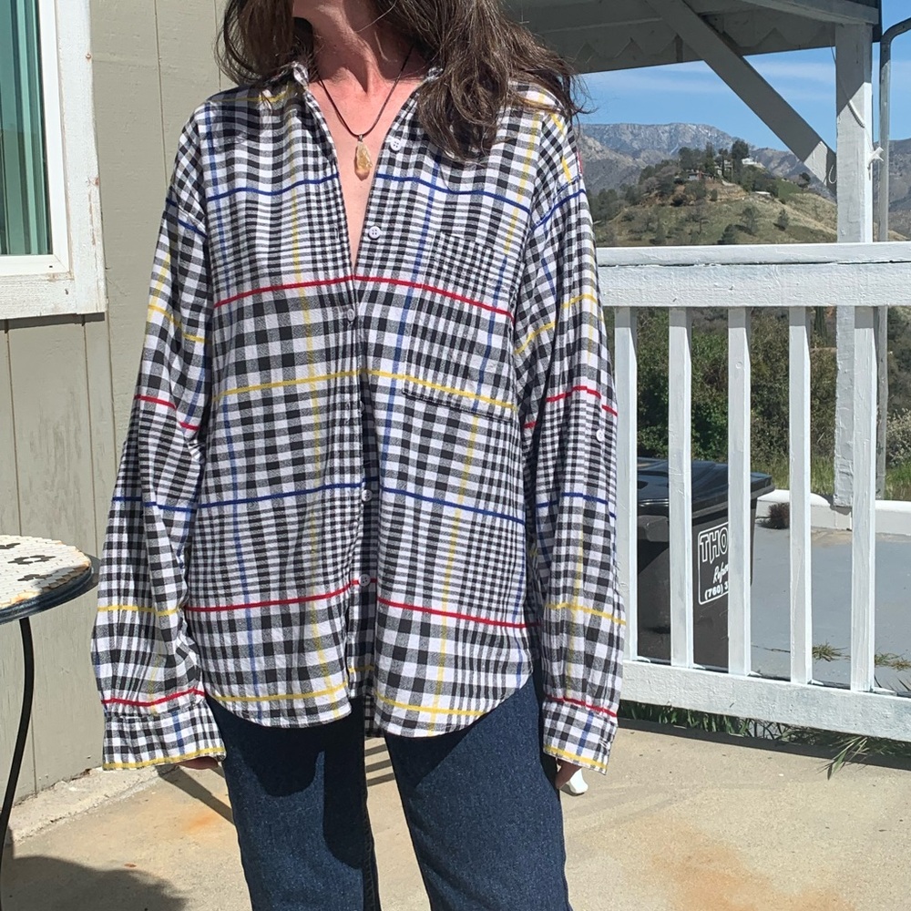 Vintage Plaid Buttonsown oversized Shirt - Picture 3 of 7
